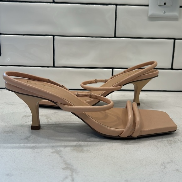 Seychelles Banks Leather Sandal Square Toe Neutral Kitten Heel 9 - Picture 9 of 16